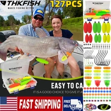 127X Catfish Tackle Building Kit with Fishing Hook Swivels EVA Float Rattles US