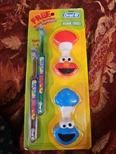 Oral-b Seasame Street Tooth Brushes With Brush Buddies Vintage 1998