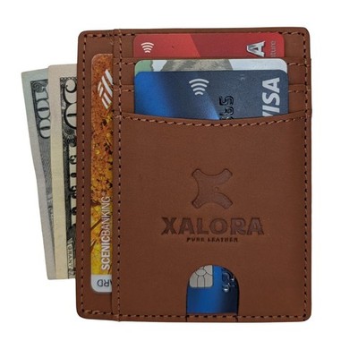 XALORA Slim RFID Blocking Leather Wallet Minimalist Front Pocket Card Holder