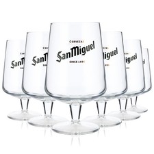 6x San Miguel Bier Glas Biergl&auml;ser 0,5l Pokal bauchige Ausf&uuml;hrung gr&uuml;nes Logo
