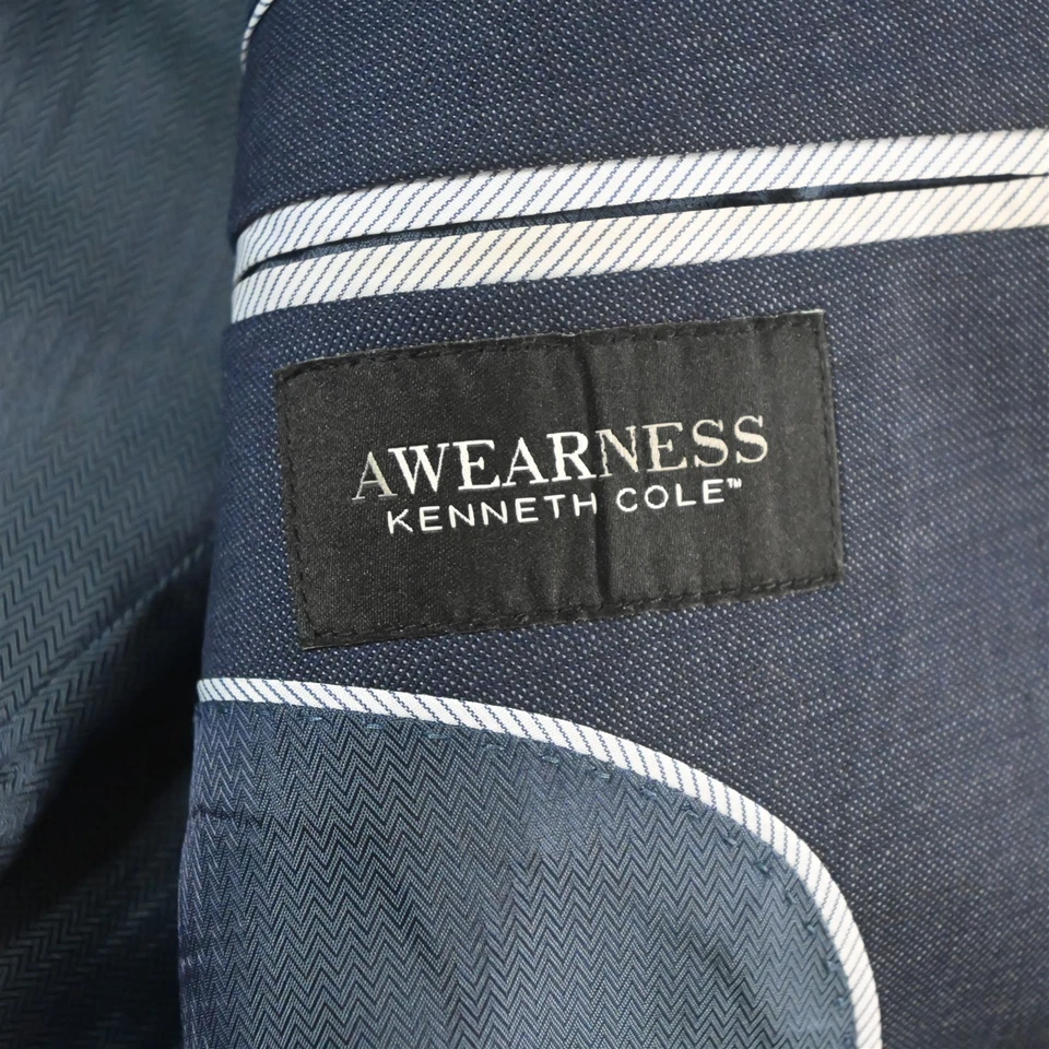 Kenneth Cole 38R 30x32 Azul Elástico Lana Hombre Chaqueta Pantalones Traje Foto 4 de 4