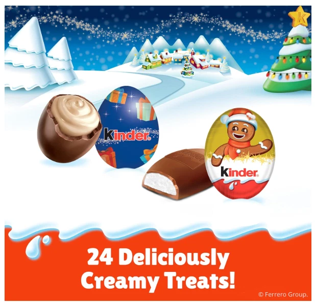 Calendario de Adviento Kinder Chocolate 2025, Paquete de 2 - Caramelos de cuenta regresiva navideña de 24 piezas Foto 4 de 4