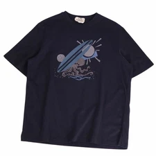 Hermes T Shirt 23SS Top Short Sleeve Cotton Men's M Navy Used MOLO-0