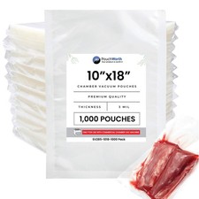 100, 250, 500, 1,000 Pack 3 mil 10" x 18" Pre-Cut Vacuum Chamber Pouches