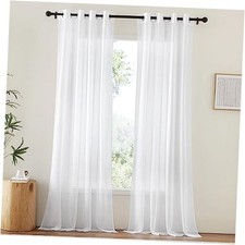  Sheer Curtains & Drapes 96 inches Long for 54"W x 96"L (Pack of 2) White