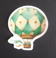 Green White Diamond Hot Air Balloon Sticker 2.25" x 2" AX