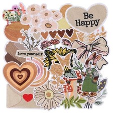 20 PCS Vintage Embroidered Iron On Patches for Clothes,Girly Aesthetic Sew On