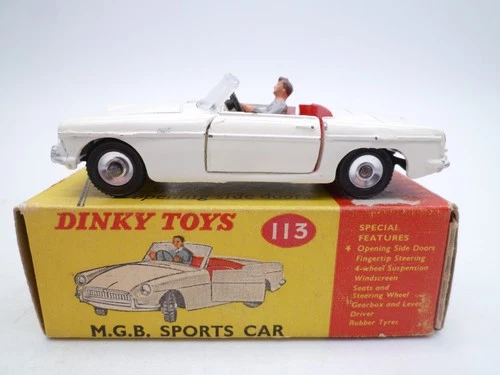 VINTAGE DINKY TOYS 113 MG MGB SPORTS CAR IN ORIGINAL BOX 1962