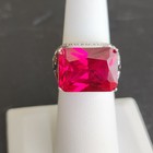 Scarlet Red Spinel 10.33Ct Pave Sapphire 925 Silver Ring 6# White Gold-plate — photo 1