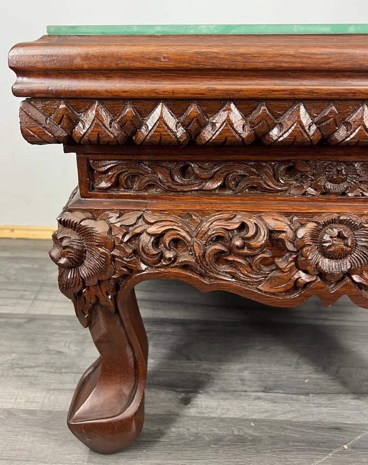 Coffee Table Plant Stand Vintage Chinese Mahogany Hand Ornate Carved LOT 4328 - Image 4 of 4