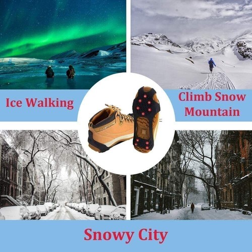10 STUD UNIVERSAL ICE NO SLIP SNOW SHOE SPIKES GRIPS CLEATS CRAMPONS SMALL SIZE - Picture 6 of 6