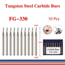 10/box Dental Carbide Bur Burr FG 330 Pear 19mm Tungsten Steel High Speed