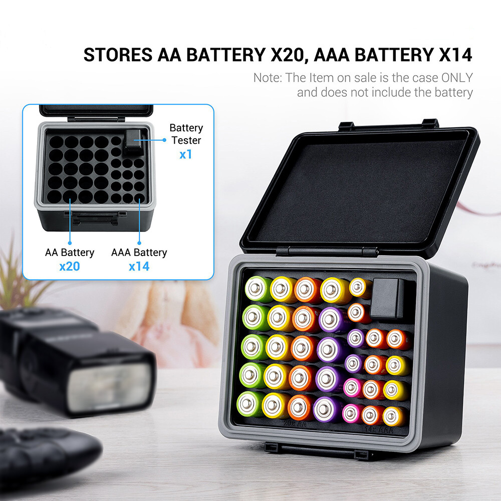 Durable EVA Battery Storage Organizer Box for AAA AA 18650 with Tester-image