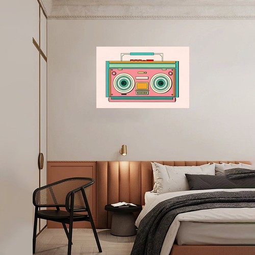 Vintage Boombox Radio Cassette Player Canvas Poster Wall Art Living Room Decor - Picture 9 of 13