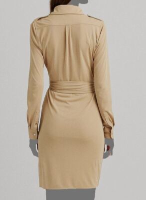ralph lauren jersey wrap dress Lauren Women's Stretch Dress, Tan, 10 slender