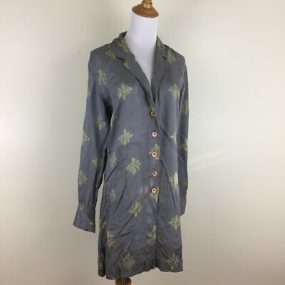 BRUUNS BAZAAR Womens sz Small/Medium Textured Long Sleeve Button Shirt Dress