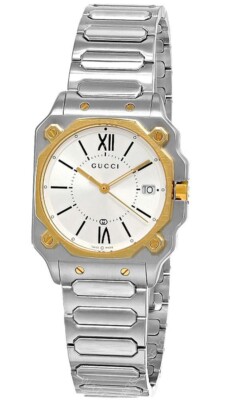 Gucci G-Flat Quartz Stainless Steel 30mm Silver Dial Women's Watch