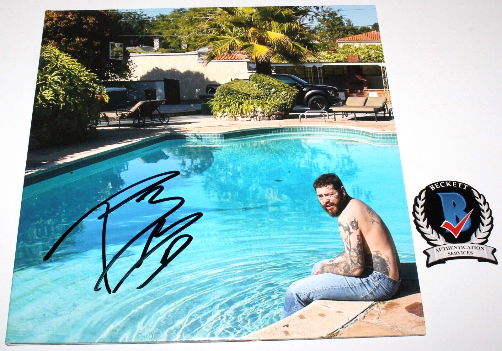 POST MALONE SIGNED ROCKSTAR AUTOGRAPH ALBUM VINYL LP BECKETT BAS