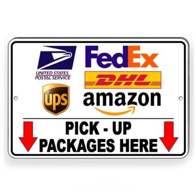 Pick Up Packages Here Arrows Down Sign / Decal   /  Deliver Usps Ups Si188 /