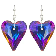 Kirks Folly Aphrodite Crystal Heart French Wire Earrings ST /mystic iridis