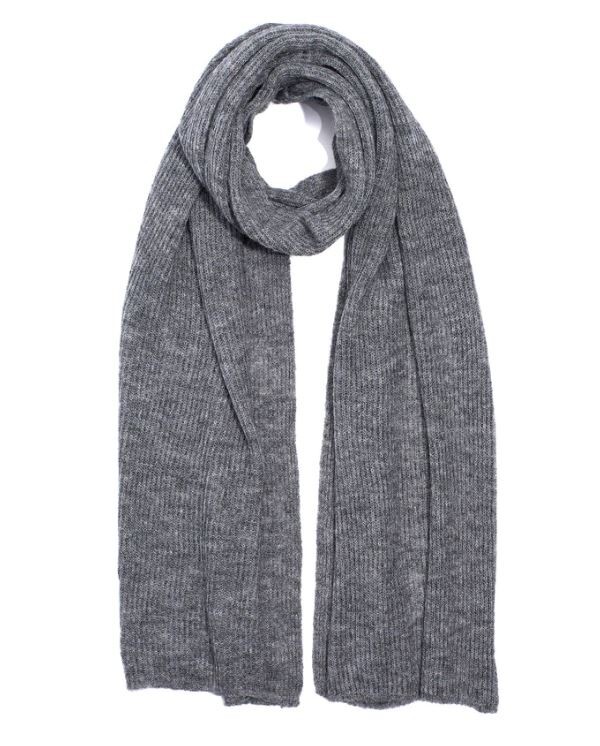 ECHO NEW YORK featherweight ribbed knit oversized women's scarf wrap - GRAY~