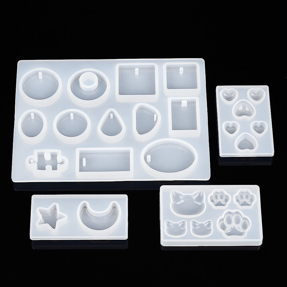 1 Set 4 Styles Jewelry Resin Casting Silicone Molds for DIY Pendant Craft Making