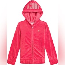 Juicy Couture Girls Velour Zip Up Hoodie in Pink Size XXS