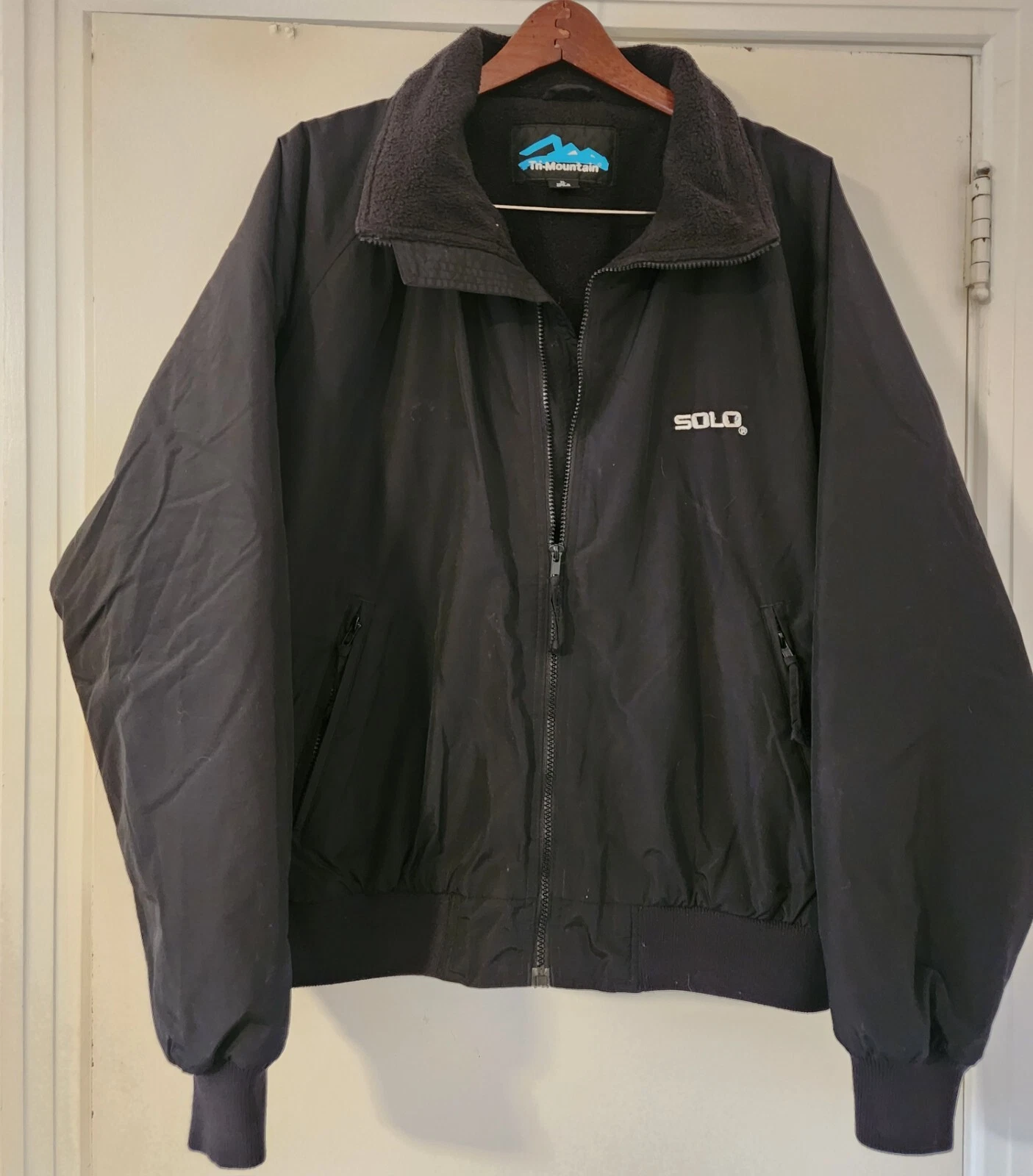 Tri-Mountain SOLO Mens Black Long Sleeve Collared Full-Zip Jacket Size XL