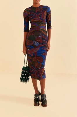 knee length dresses for ladies Black Cut-Out Short Sleeve Midi Dress – FARM Rio main image 0