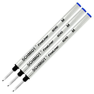 3X Schmidt 6040 Fineliner Felt Tip Pen Refill, Blue Medium Point