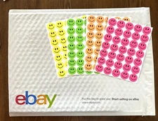 8 eBay Branded Padded Bubble Envelopes 9.5x13.25+6 Tissue+2 Boxes 8x6x4+Smiley S