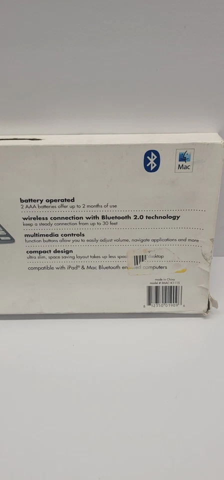 iHome Bluetooth Wireless Keyboard IMAC-K111S iPad Apple TV Mac - Image 3 of 4