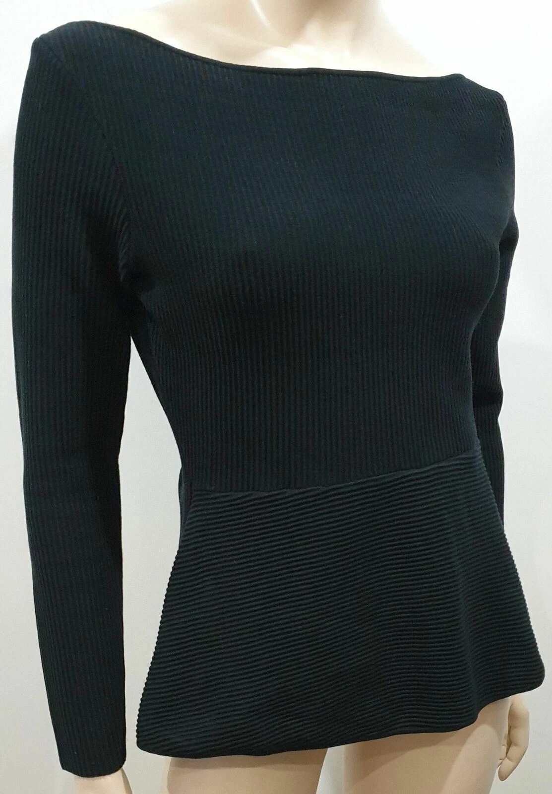 ACNE STUDIOS Maglione maglione ACNE cotone nero DIANE MILANO maglia a costine peplo top L