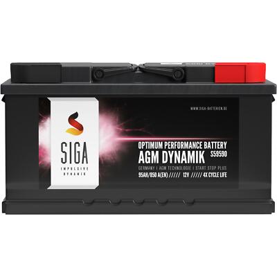 SIGA AGM DYNAMIK Autobatterie 95Ah 12V Start-Stop VRLA Batterie Starterbatterie 