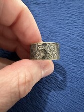 Vintage Sterling Silver 925 Floral Wide Band Ring Size 7.25, Band 10mm, 4g