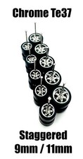 5x Sets 9mm / 11mm Te37 Real Rider Wheels w/ Rubber Tires for 1/64 HOT Wheels