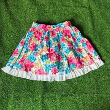 Floral A-Line Elastic Waist Tulle Ruffled Trim Inner Shorts Skirt Girls Size 10