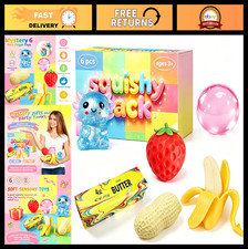 6 Pack Squishy Toy Set - Sensory Stress Relief Fidget Toys, Fun Food Gifts, Part