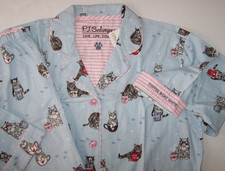 NWT PJ Salvage WARM Blue/Pink COFFEE  CAT NAPS Cotton Flannel Pajama Set XL