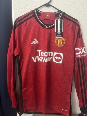 Adidas Manchester United 2023/24 Long Sleeve Home Soccer Jersey Red M Medium