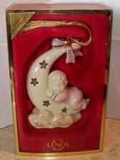 LENOX 2001 BABY GIRL's FIRST CHRISTMAS - Moon & Stars Ornament 1st -- NEW in BOX