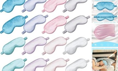  Pieces Silk Sleep Mask Eye Coverings for Sleeping Smooth Soft Eye Covers 16