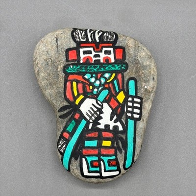 Antilope Kachina bemalter Stein signiert M Stark Indianer Hopi Stil Kunst 3 Zoll