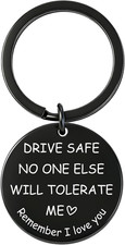 Mens Gifts Drive Safe Keychain for Him, Boyfriend, Husband, Dad, Grandpa, Son