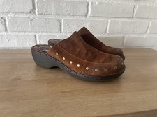 BORN Majesty Brown Suede Leather Studded Slip On Clogs Mules Shoes Sz 10 W