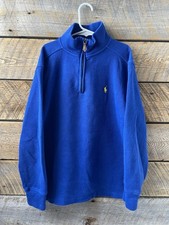 Polo Ralph Lauren Sweatshirt Boys 10-12 Blue 1/4 Zip Fleece Pullover Pony Logo