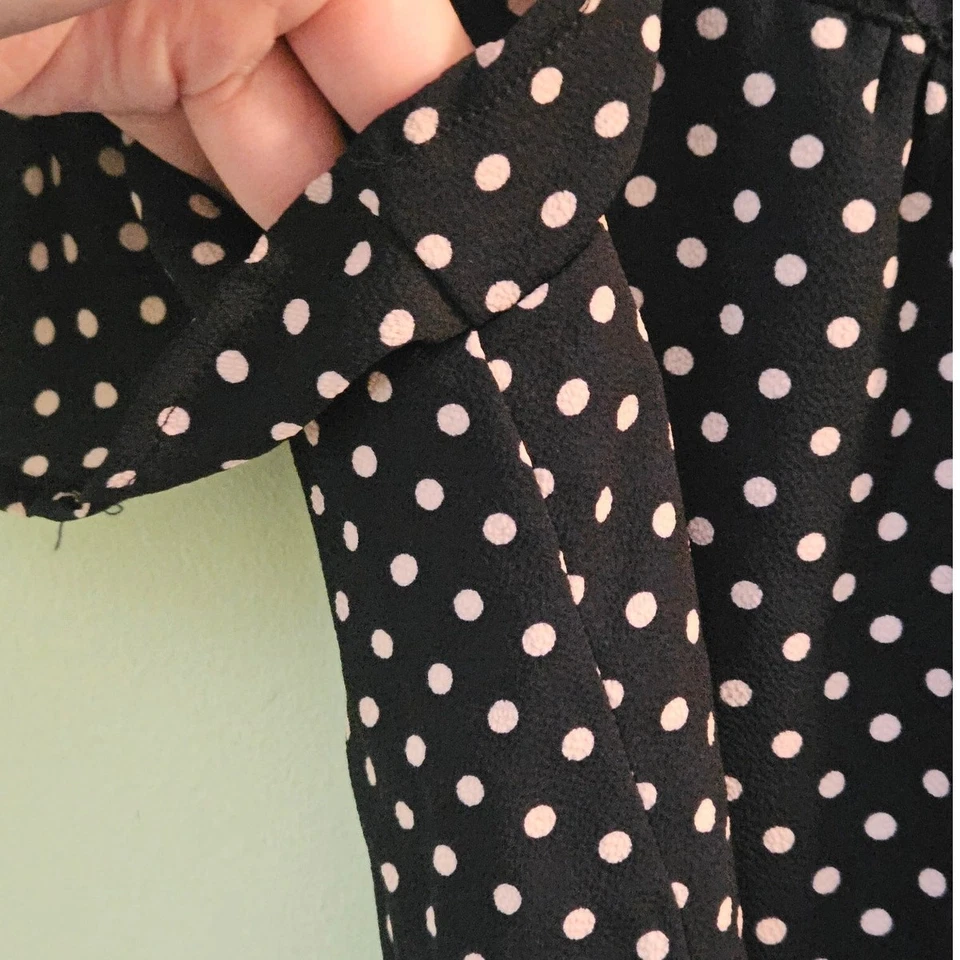 Monteau Girl 黑色白色 Polkadot 衬衫带蕾丝口音 8 码女孩 ~ 经典 — 第 3/4 张图片