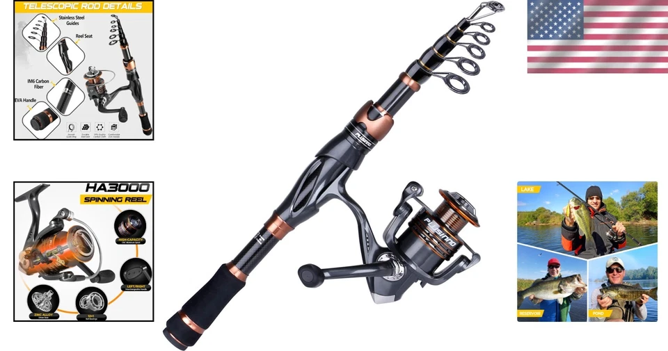 Lightweight Telescopic Fishing Rod and Stainless Reel - Perfect for Freshwater - Image 2 of 4
