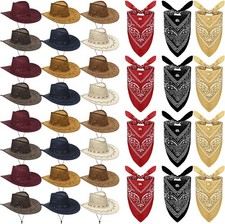 Western Cowboy Hat and Bandana Set - 24 Hats 24 Bandannas