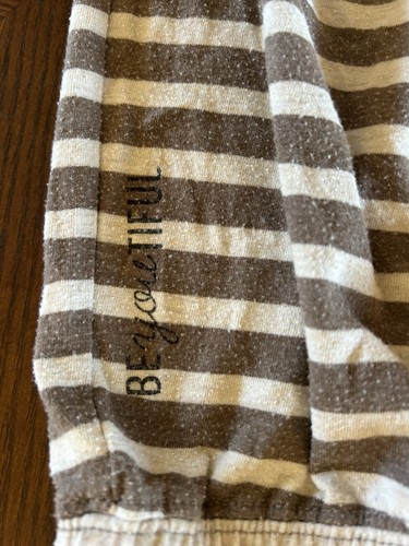 Life Is Good Womens Skirt Brown Tan Striped Slit Cotton Size Large L BeYouTiful - Picture 4 of 6